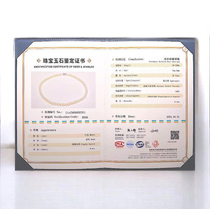 7-8mm S925 AAA Freshwater Pearl Necklace with certificate Christmas gift