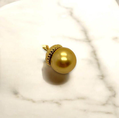 12mm S925 Seawater Gold Seawater Pearl Pendant with certificate