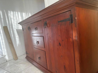 Solid timber refurbished sideboard antique style tall boy chest of drawers