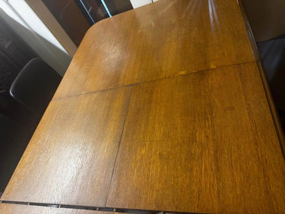 Antique small extended dining table solid timber with 4 chairs