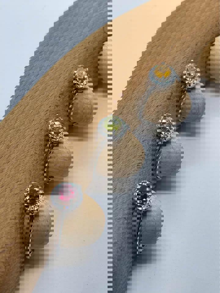 Natural Tourmaline adjustable rings sterling silver S925 Gift for her or him with Gift Box