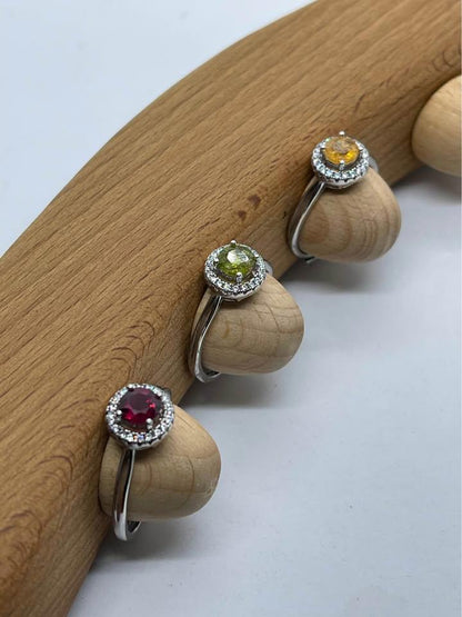 Natural Tourmaline adjustable rings sterling silver S925 Gift for her or him with Gift Box