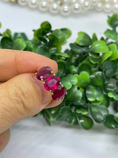 Natural Ruby 18k Glod ring three stones birthday gift for her 4.71ct for $999