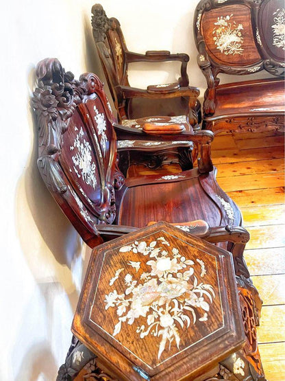 A set of Mother of Pearl Inlay Antique Chinese Armchairs 6 seats