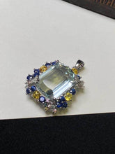 Load image into Gallery viewer, 18k gold 12.15ct aquamarine with diamonds and sapphire pendant with certificate
