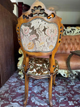 Load image into Gallery viewer, Beautiful baroque vintage dining chairs 6 pieces available solid strong
