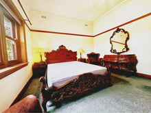 Load image into Gallery viewer, Vintage baroque bedside tables dresser queen bed matching sofas and lamps Italy
