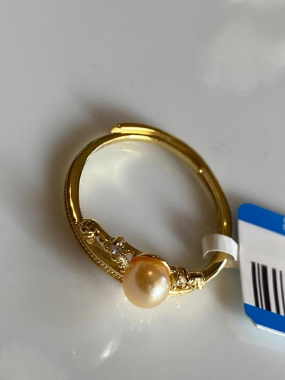 Natural South Sea golden pearl ring in s925 adjustable
