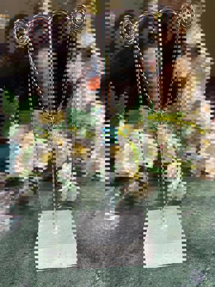 Cute opal pendent in S925 chain for display only cube necklace