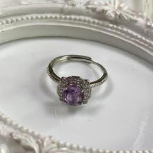 Load image into Gallery viewer, Natural Amethyst ring in silver adjustable purple ring
