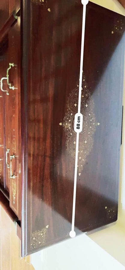 Antique European Brass Inlay Masterpiece cabinet sideboard hall stand hallway