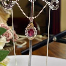 Load image into Gallery viewer, natural ruby pendant and ring set in S925 adjustable
