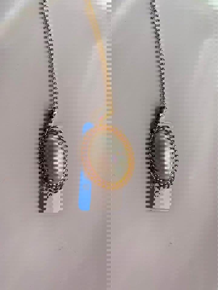 Gold plated s925 silver natural Mabe sea water Pearl necklace