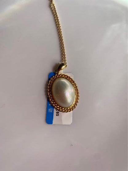 Gold plated s925 silver natural Mabe sea water Pearl necklace