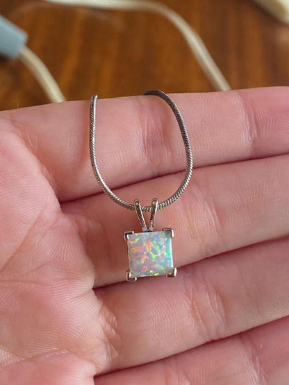 Cute opal pendent in S925 chain for display only cube necklace