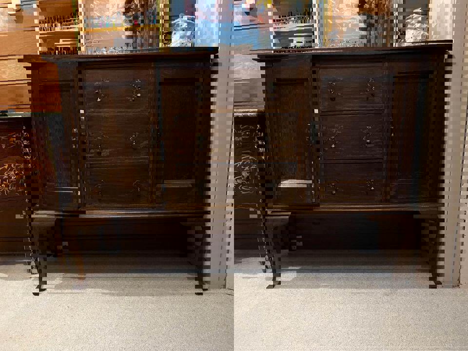 152x 52x100cm walnut solid timber antique tall boy sideboard hall stand TV stand