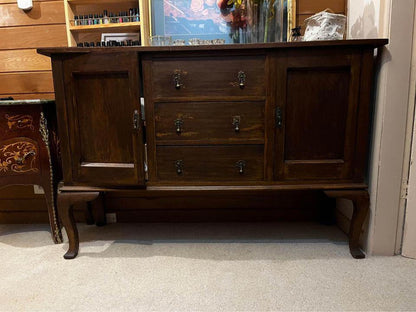 152x 52x100cm walnut solid timber antique tall boy sideboard hall stand TV stand