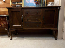 Load image into Gallery viewer, 152x 52x100cm walnut solid timber antique tall boy sideboard hall stand TV stand
