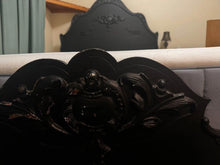 Load image into Gallery viewer, Elegant Vintage Black Bed Frame with Intricate Carvings double frame double bed
