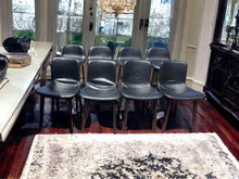 Load image into Gallery viewer, 4 black leather high chairs with 4 matching chairs solid timber structures

