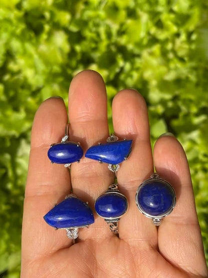 Afghan top quality lapis adjustable rings in 925 silver handmade each piece