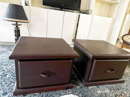 A pair corner tables rustic style joint coffee table solid timber