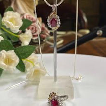 Load image into Gallery viewer, natural ruby pendant and ring set in S925 adjustable
