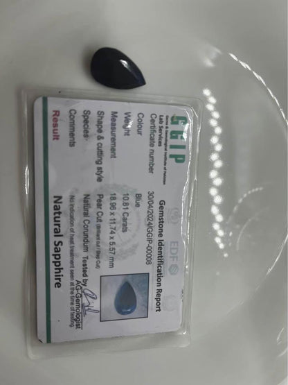 Kashimr 10.81ct natural blue sapphire pear cut no heat treated national post
