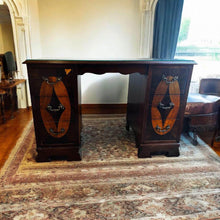Load image into Gallery viewer, Antique desk mahogany solid timber brass holder vintage desk
