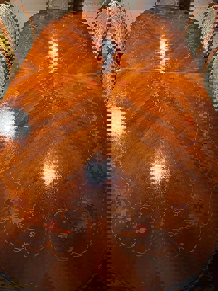 (240+30)x115x75h cm extendable dining table with 8 matching are dining chairs