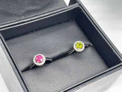 Stunning Dual Gemstone Ring Set - Pink & Yellow/Green Stones