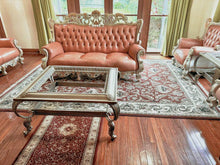 Load image into Gallery viewer, Pink leather high quality sofa set lounge set 7 seats with two coffee tables
