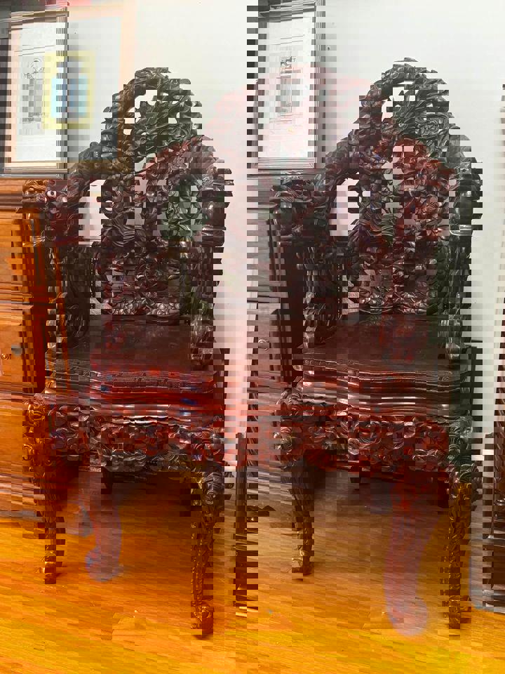 Antique Dragon chairs rosewood Qing dynasty with ivory eyes