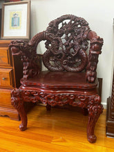 Load image into Gallery viewer, Antique Dragon chairs rosewood Qing dynasty with ivory eyes
