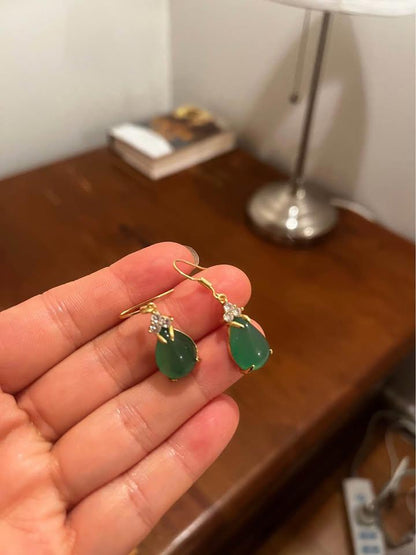 Natural green Jade earrings 18k gold filled 925 silver $239 and red jade necklaces $159