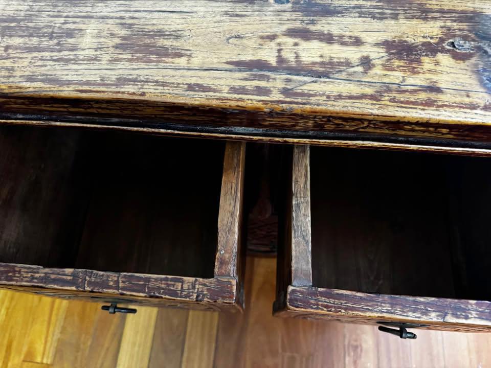 Antique Handcrafted Wooden Chest with Intricate Carvings