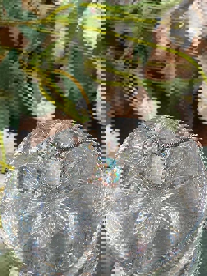 Cute opal pendent in S925 chain for display only cube necklace