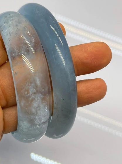 Natural aquamarine bangles