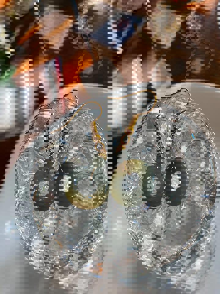 A grade Green jade earrings in gold plated silver set