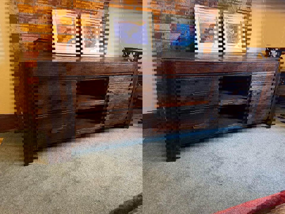 Tv unit 180cm long solid timber TV stand entertainment table