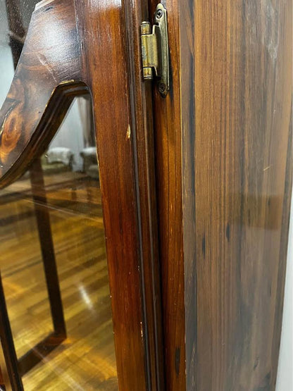 110x235x34cm tall crystal display cabinet book shelf mahogany solid timber
