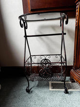 Load image into Gallery viewer, 65h x 34w x 22d cm brass vintage style magazine basket magazine table side table
