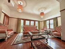 Load image into Gallery viewer, Pink leather high quality sofa set lounge set 7 seats with two coffee tables
