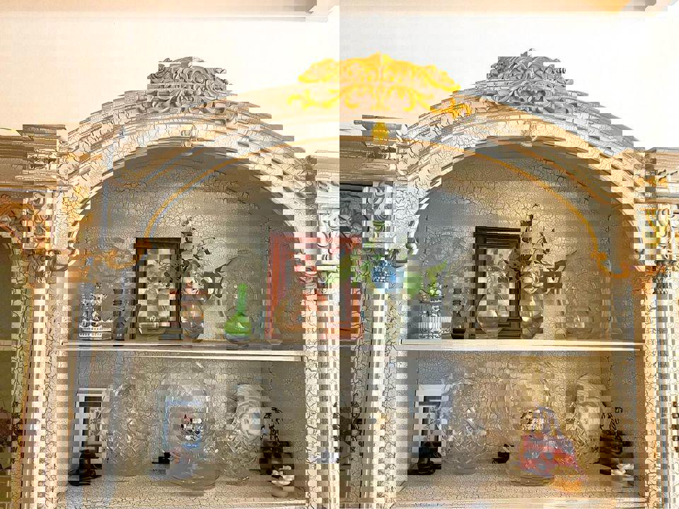 antique white large bookshelf sideboard buffet display cabinet wall unit