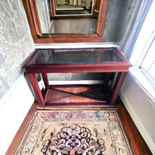 Load image into Gallery viewer, Hallway stand Hall stand console table glass top solid timber vintage
