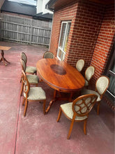 Load image into Gallery viewer, Elegant large oval shape Wooden Dining Table with 8 Chairs solid timer
