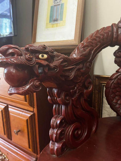 Antique Dragon chairs rosewood Qing dynasty with ivory eyes