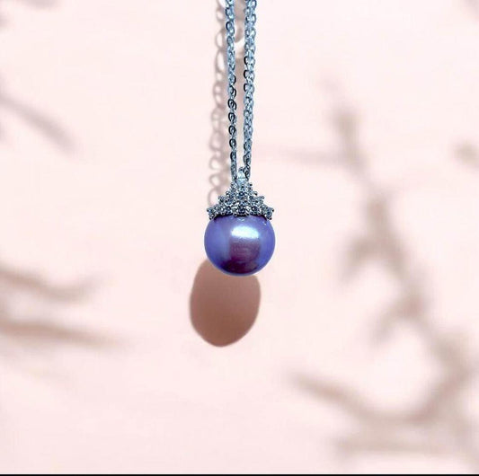 13mm S925 AAA Purple Freshwater Pearl Pendant with certificate