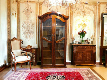 110x235x34cm tall crystal display cabinet book shelf mahogany solid timber