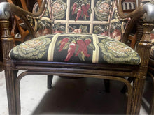 Load image into Gallery viewer, Antique timber arm chairs excellent for their ages solid and strong nice cushion
